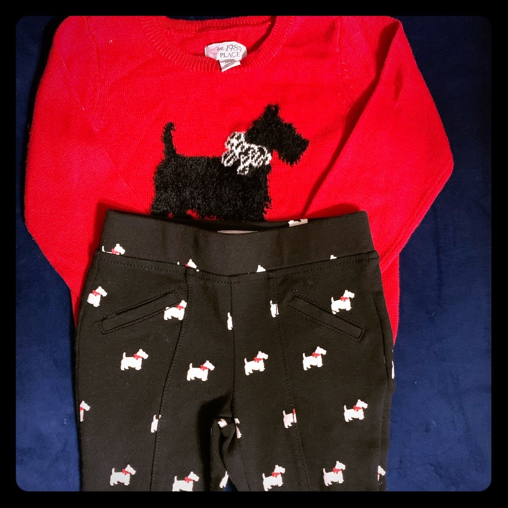 Red dog sweater & pants